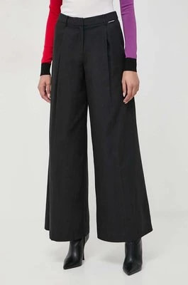 Zdjęcie produktu Karl Lagerfeld spodnie damskie kolor czarny szerokie high waist