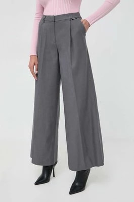 Zdjęcie produktu Karl Lagerfeld spodnie damskie kolor szary szerokie high waist