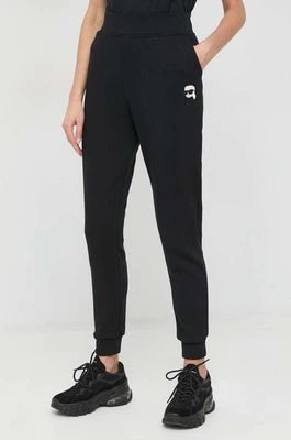 Zdjęcie produktu Karl Lagerfeld spodnie dresowe damskie kolor czarny z aplikacją
