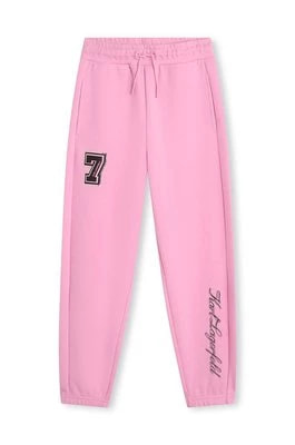 Zdjęcie produktu Karl Lagerfeld spodnie dresowe dziecięce kolor różowy z aplikacją