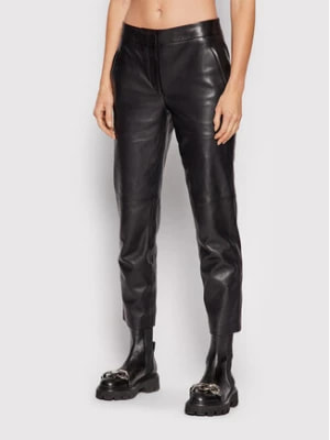 Zdjęcie produktu KARL LAGERFELD Spodnie skórzane 216W1901 Czarny Slim Fit