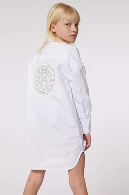 Zdjęcie produktu Karl Lagerfeld sukienka bawełniana dziecięca kolor biały mini prosta