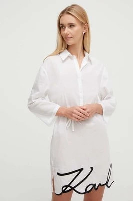 Zdjęcie produktu Karl Lagerfeld sukienka bawełniana kolor biały