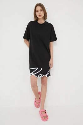 Zdjęcie produktu Karl Lagerfeld sukienka bawełniana kolor czarny mini prosta