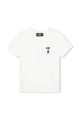 Zdjęcie produktu Karl Lagerfeld t-shirt bawełniany dziecięcy kolor biały z nadrukiem