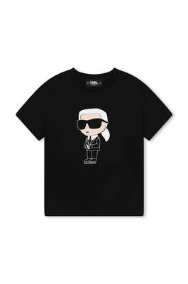 Zdjęcie produktu Karl Lagerfeld t-shirt bawełniany dziecięcy kolor czarny z nadrukiem