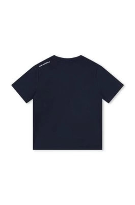 Zdjęcie produktu Karl Lagerfeld t-shirt bawełniany dziecięcy kolor granatowy z nadrukiem