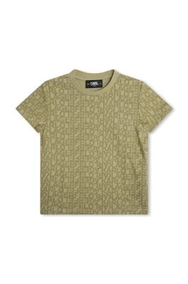 Zdjęcie produktu Karl Lagerfeld t-shirt bawełniany dziecięcy kolor zielony wzorzysty