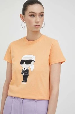 Zdjęcie produktu Karl Lagerfeld t-shirt bawełniany kolor pomarańczowy