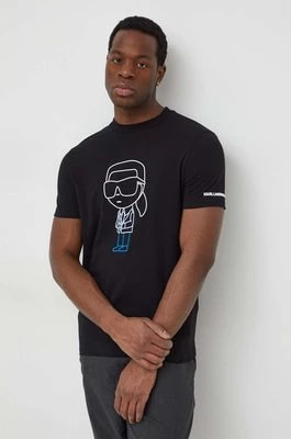 Zdjęcie produktu Karl Lagerfeld t-shirt męski kolor czarny z aplikacją
