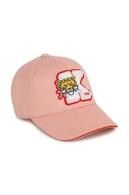 Zdjęcie produktu Kenzo Kids czapka z daszkiem bawełniana dziecięca kolor różowy z aplikacją