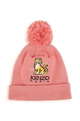 Zdjęcie produktu Kenzo Kids czapka z domieszką kaszmiru dziecięca kolor różowy