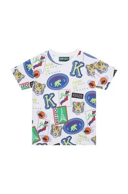 Zdjęcie produktu Kenzo Kids t-shirt bawełniany dziecięcy kolor biały wzorzysty