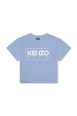 Zdjęcie produktu Kenzo Kids t-shirt bawełniany dziecięcy kolor niebieski z nadrukiem