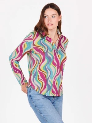 Zdjęcie produktu KEY LARGO Bluzka "Lush" w kolorze różowo-beżowo-turkusowym rozmiar: S