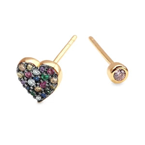 Zdjęcie produktu Kolczyki srebrne pozłacane z cyrkoniami - Hearts Hearts - Biżuteria YES