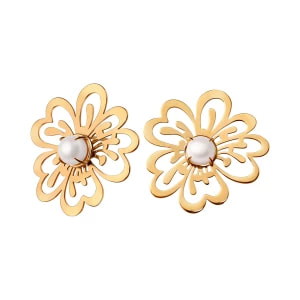 Zdjęcie produktu Kolczyki srebrne pozłacane z perłami - kwiaty - Blossom Blossom - Biżuteria YES