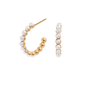Zdjęcie produktu Kolczyki srebrne pozłacane z perłami - Promise Promise - Biżuteria YES