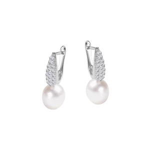Zdjęcie produktu Kolczyki srebrne z perłami i cyrkoniami - Pearls of Sky Pearls of Sky - Biżuteria YES