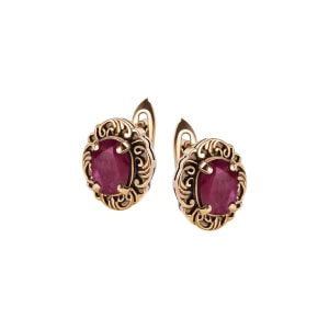 Zdjęcie produktu Kolczyki złote z rubinami - Kolekcja Wiktoriańska Wiktoriańska - Biżuteria YES