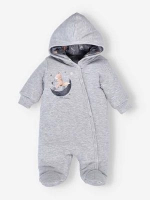 Zdjęcie produktu Kombinezon niemowlęcy szary SPACE TOUR z bawełny organicznej z kapturem NINI