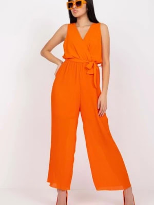 Zdjęcie produktu Kombinezon z wiązaniem w pasie pomarańczowy Italy Moda