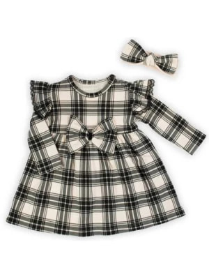 Zdjęcie produktu Komplet niemowlęcy sukienka + opaska w kratkę czarny Nicol