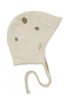 Zdjęcie produktu Konges Sløjd czapka bawełniana niemowlęca kolor beżowy z cienkiej dzianiny bawełniana
