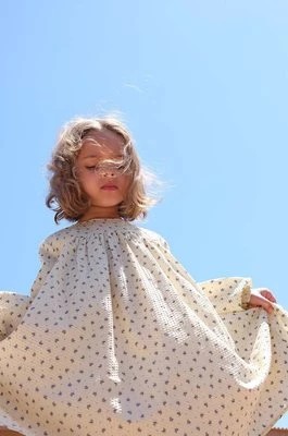 Zdjęcie produktu Konges Sløjd sukienka bawełniana dziecięca kolor beżowy mini rozkloszowana