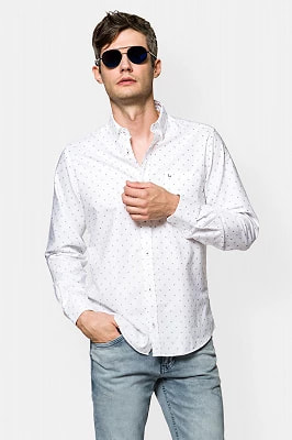Zdjęcie produktu Koszula Biała Bawełniana w Mikrowzór Michael Lancerto