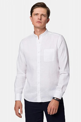 Zdjęcie produktu Koszula Biała z Lnem ze Stójką Racquel Lancerto