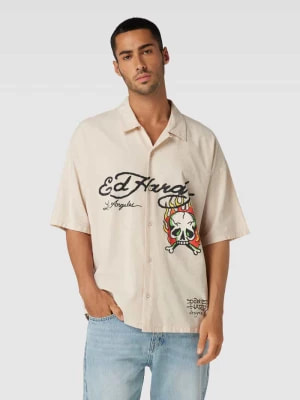 Zdjęcie produktu Koszula casualowa o kroju oversized z nadrukami z logo Ed Hardy