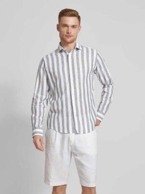 Zdjęcie produktu Koszula lniana o kroju casual modern fit ze wzorem w paski model ‘MUNOZ’ Bruun & Stengade