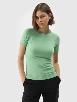 Zdjęcie produktu Koszulka do biegania w terenie bezszwowa damska - zielona 4F