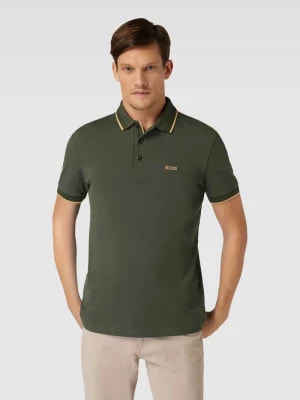 Zdjęcie produktu Koszulka polo z paskami w kontrastowym kolorze model ‘PADDY’ BOSS Green