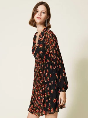 Zdjęcie produktu Kreponowa sukienka z kwiatowym nadrukiem Twinset