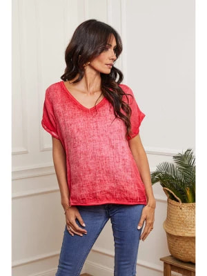 Zdjęcie produktu La Compagnie Du Lin Koszulka lniana "Cordoula" w kolorze czerwonym rozmiar: XL