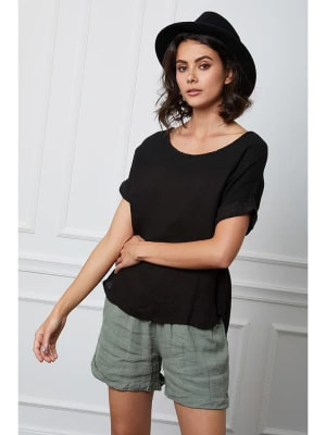 Zdjęcie produktu La Compagnie Du Lin Koszulka lniana "Felicia" w kolorze czarnym rozmiar: L