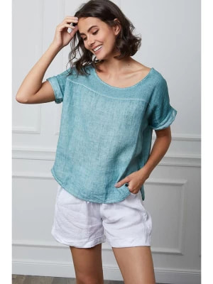 Zdjęcie produktu La Compagnie Du Lin Koszulka lniana "Felicia" w kolorze turkusowym rozmiar: L