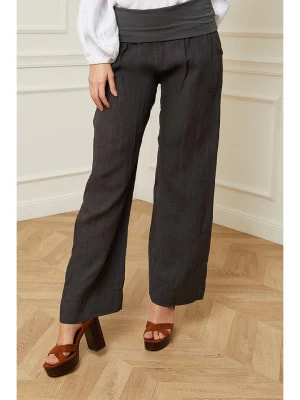 Zdjęcie produktu La Compagnie Du Lin Spodnie lniane "Holla" w kolorze ciemnoszarym rozmiar: L