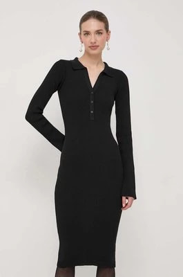 Zdjęcie produktu La Mania sukienka kolor czarny midi dopasowana