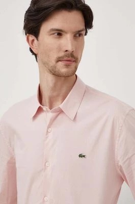 Zdjęcie produktu Lacoste koszula bawełniana męska kolor różowy slim z kołnierzykiem klasycznym