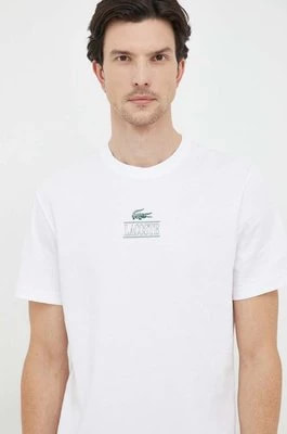 Zdjęcie produktu Lacoste t-shirt bawełniany kolor biały z nadrukiem