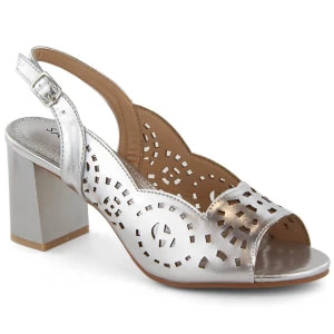 Zdjęcie produktu Lakierowane sandały damskie na słupku ażurowe srebrne Sabatina 730-3 srebrny