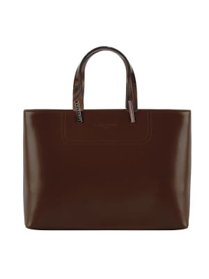 Zdjęcie produktu LAMARTHE Skórzana torebka "Portofino" w kolorze ciemnobrązowym - 35 x 25 x 11 cm rozmiar: onesize