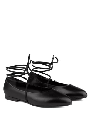 Zdjęcie produktu LaShoe Skórzane baleriny "Dancer" w kolorze czarnym rozmiar: 38