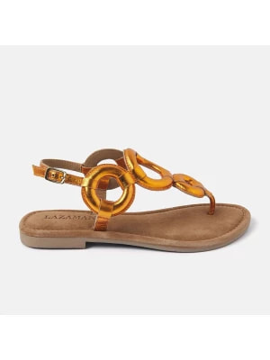 Zdjęcie produktu Lazamani Skórzane sandały w kolorze pomarańczowym rozmiar: 40