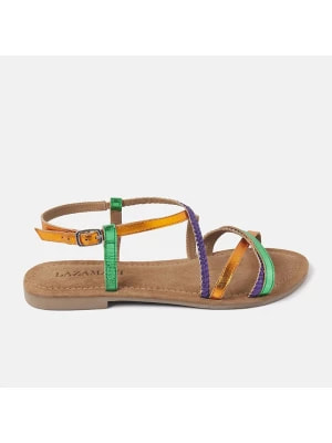 Zdjęcie produktu Lazamani Skórzane sandały w kolorze zielono-pomarańczowym rozmiar: 36