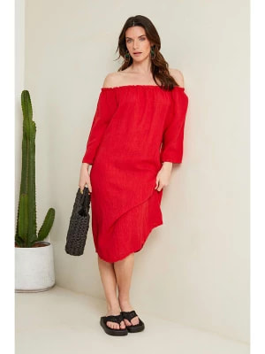 Zdjęcie produktu Le Monde du Lin Lniana sukienka w kolorze czerwonym rozmiar: 38/40