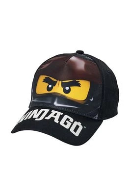 Zdjęcie produktu Lego czapka z daszkiem bawełniana dziecięca kolor czarny z nadrukiem